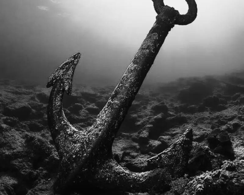 Anchor on ocean floor