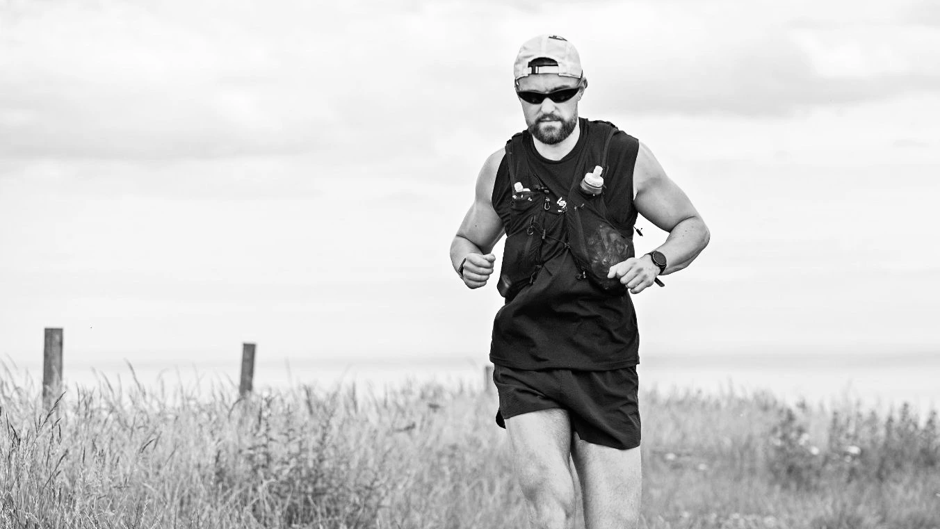 Coastal trail running on the Cleveland Way between Scarborough and Whitby